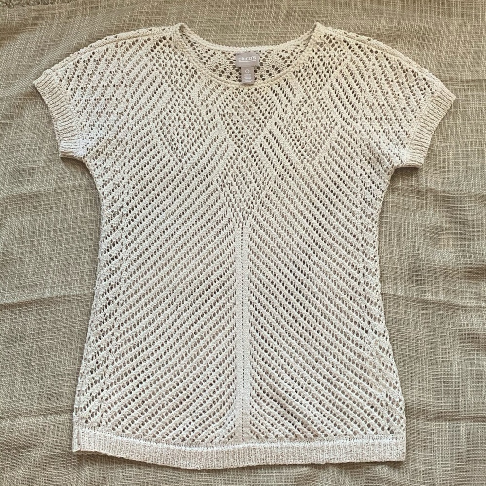 Chico’s Cream Crochet Sweater